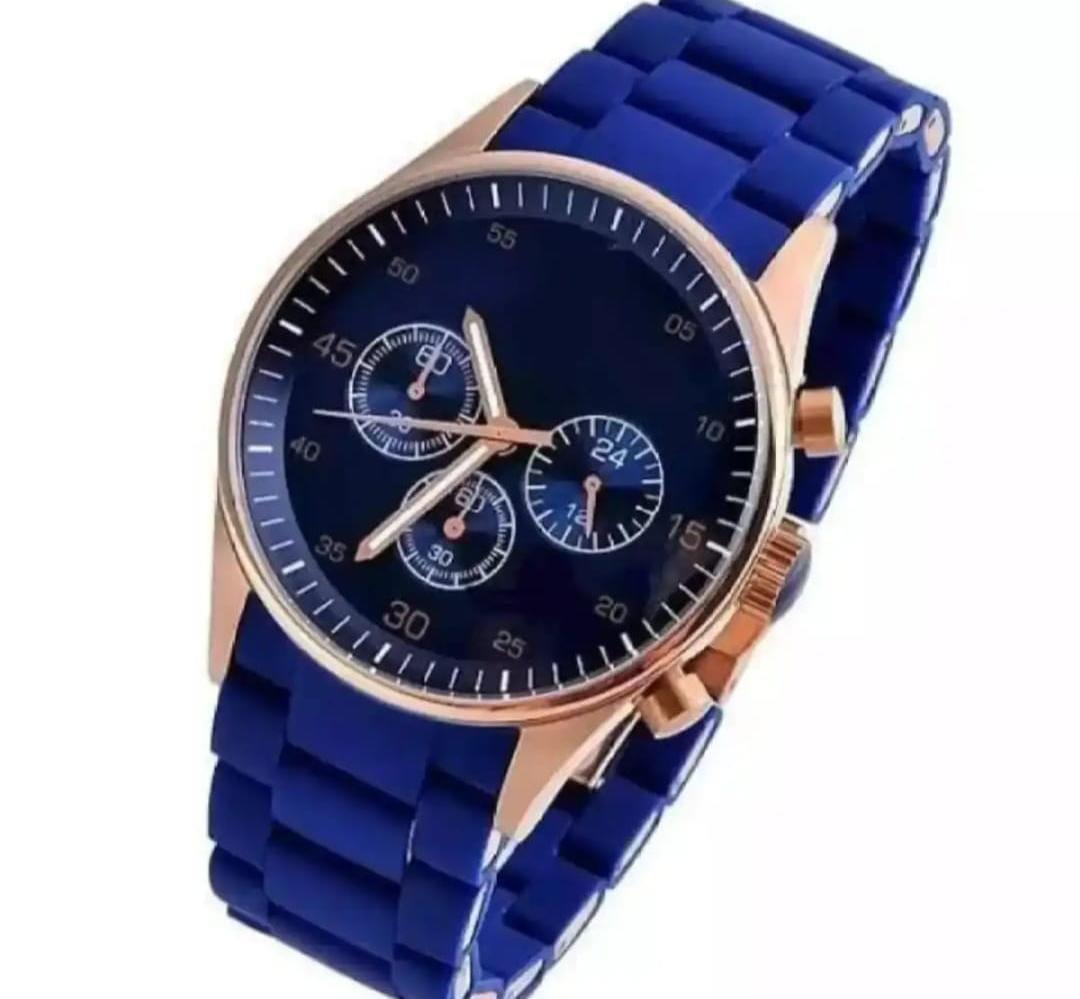 Men's Round Stainless Steel Chain Watch - 1 Pc in Black, Blue, Brown, or Grey
