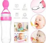 Baby Spoon Feeder - 90ml Silicone Baby Feeding Bottle With Spoon